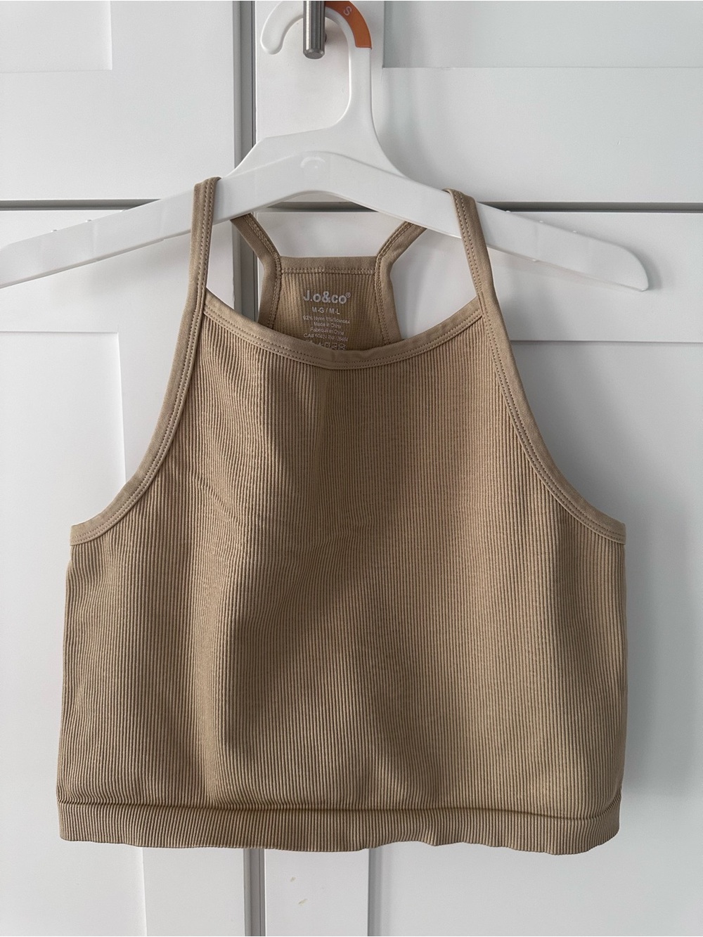 J.O. & Co Taupe Ribbed Crop Top